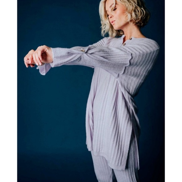 Free People Around The Clock‎ Tunic Pullover Sweater Ribbed Jogger Set In Lilac - Picture 4 of 12